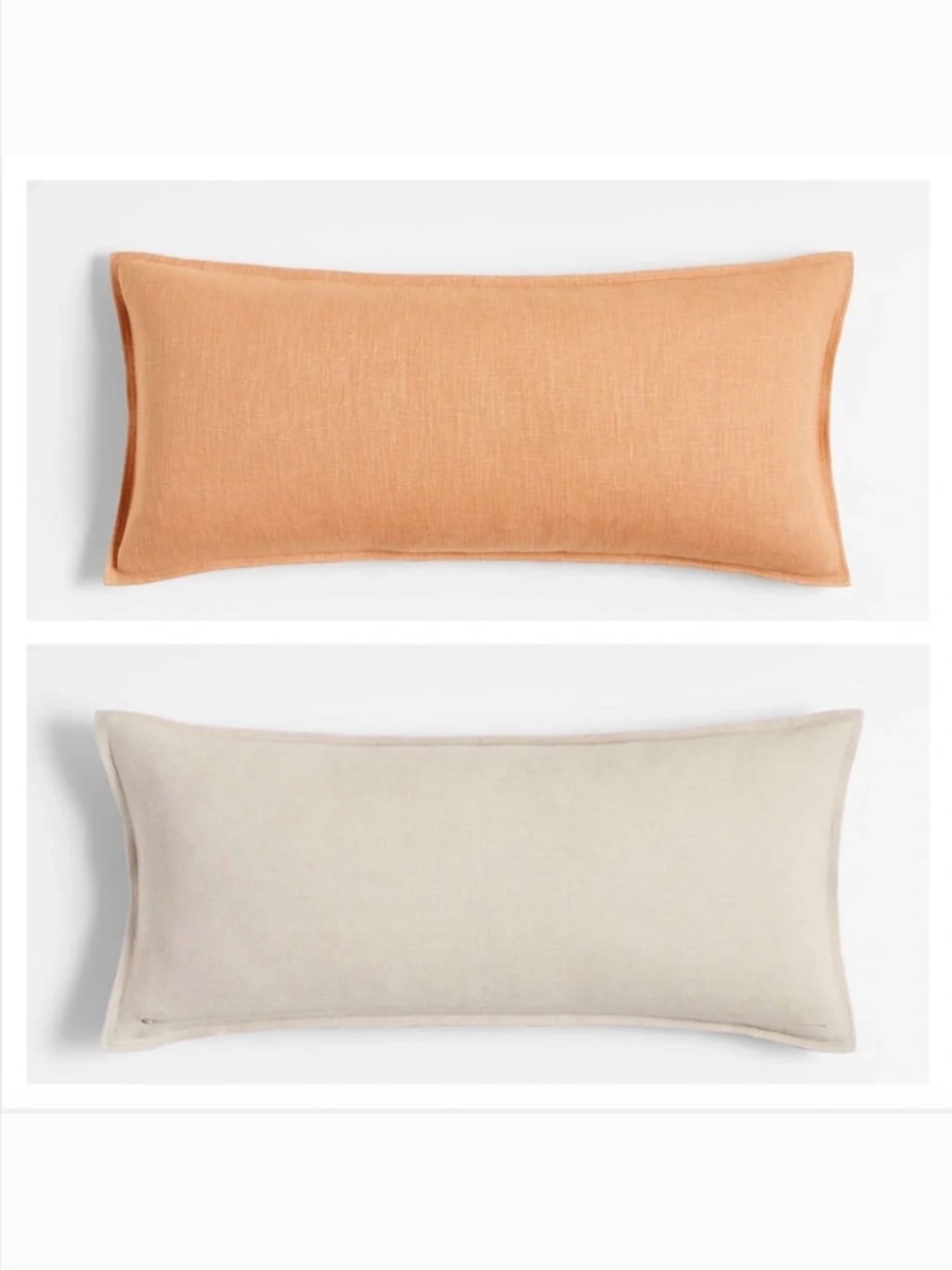 Crate and Barrel set of 2 reversible pillow covers Laundered Linen 36" x 16"